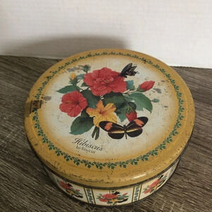 Vintage  Hibiscus Floral Tin